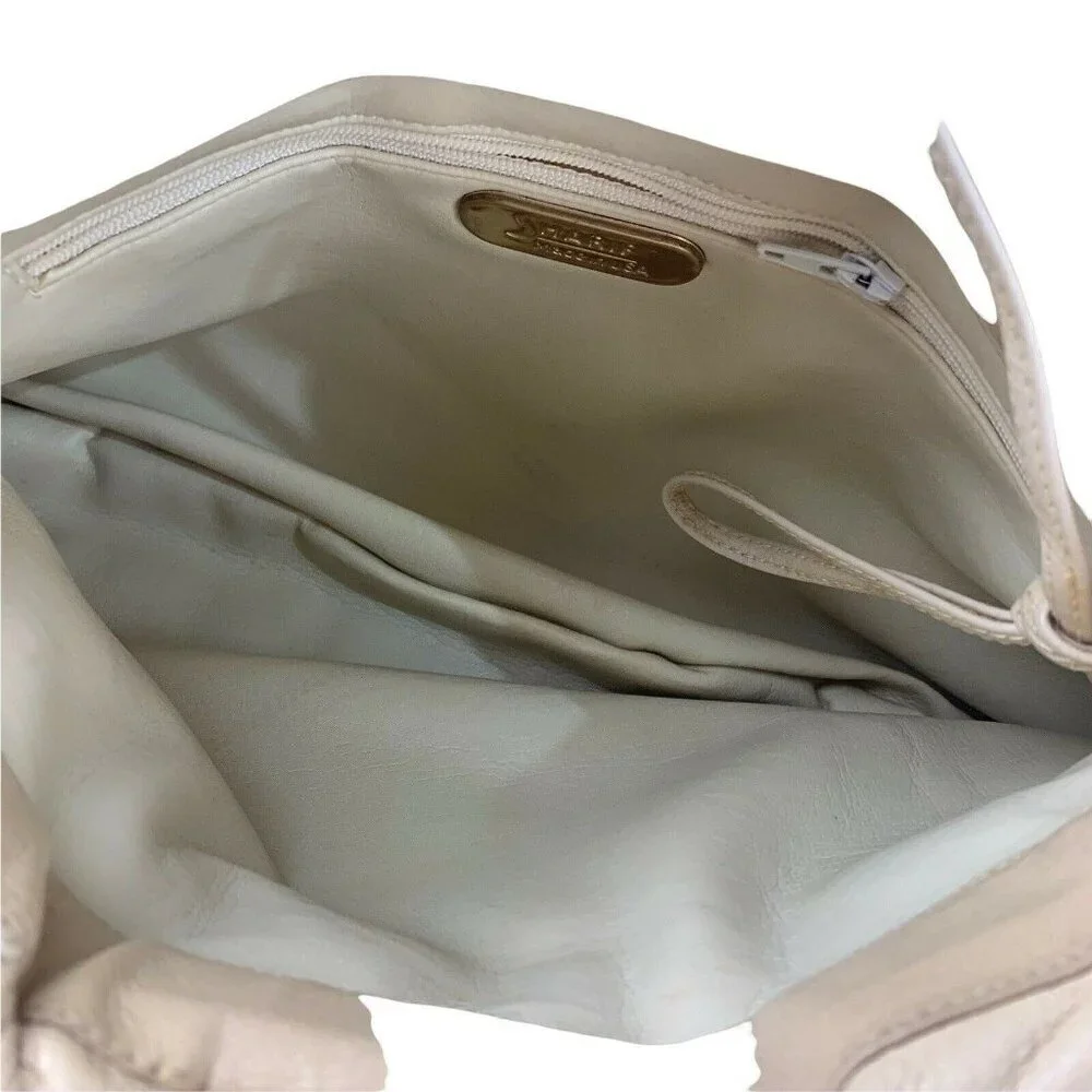 Vintage Sharif 80s Clutch Shoulder Bag Purse Beige Art Deco Gold Embellished
